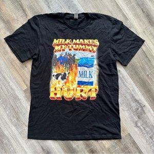 Milk Makes My Tummy Hurt T-Shirt Size Medium Black